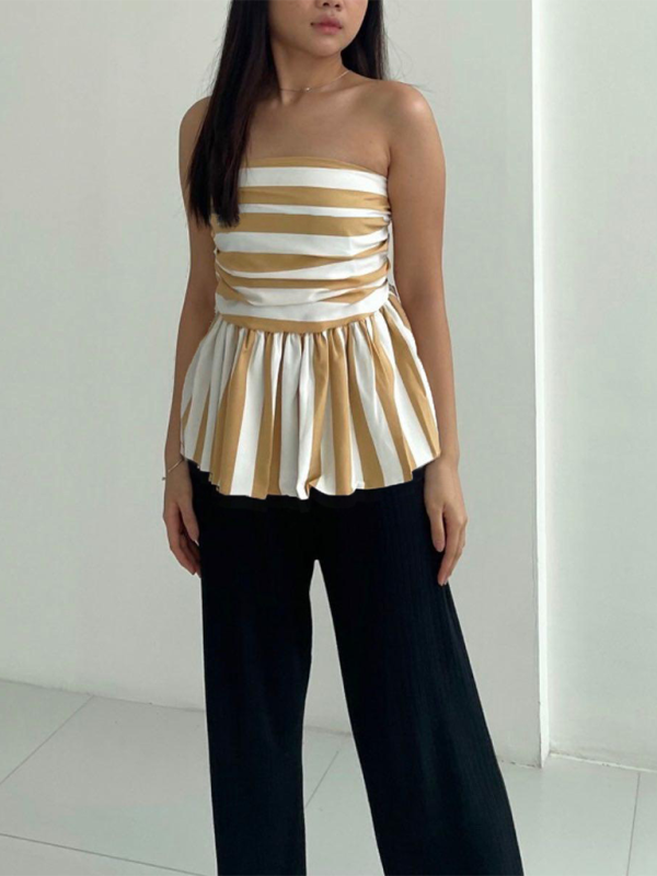 Kianna Sexy Hot Girl Striped Tube Top