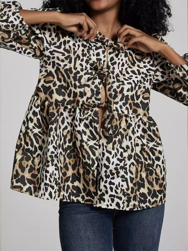 Carielle Loose Sweet Lace-Up Shirt Top