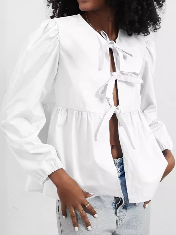 Carielle Loose Sweet Lace-Up Shirt Top