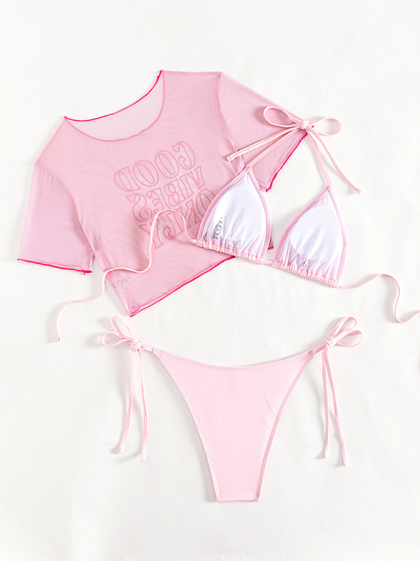 Belle New Sexy Bikini Swimsuit Pink Cute Three-Piece Swimsuit