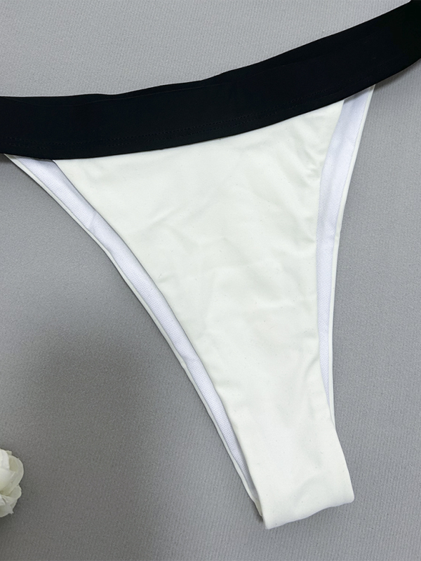 Luella Black And White Gathered Two-Piece Swimsuit For Women