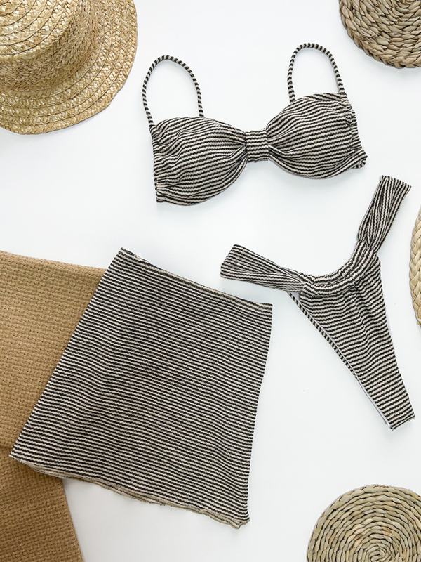Barbara Striped Three-Piece Bikini