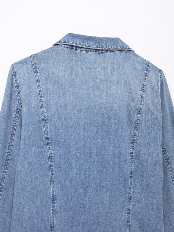 Kaiya Denim Shirt With Pussy Bow