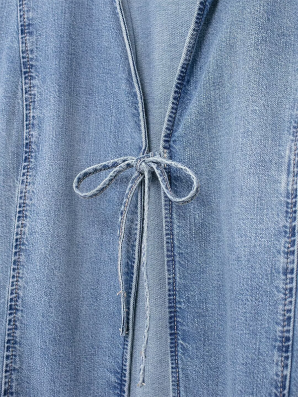 Kaiya Denim Shirt With Pussy Bow