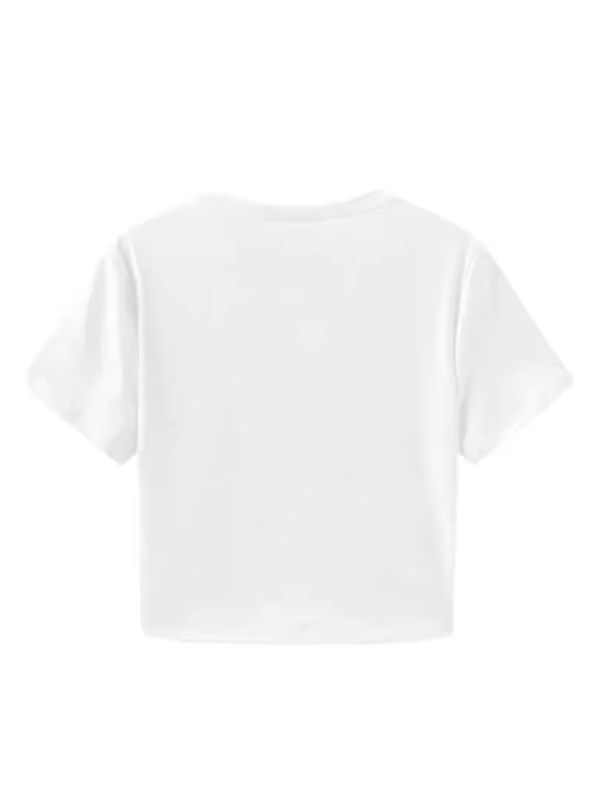 Yareli Wine Glass Print Baby Tee Navel-baring Short-sleeved Versatile T-shirt