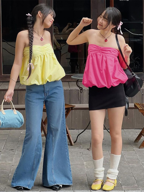 Kaisley Fashionable Sexy Pleated Versatile Tube Top