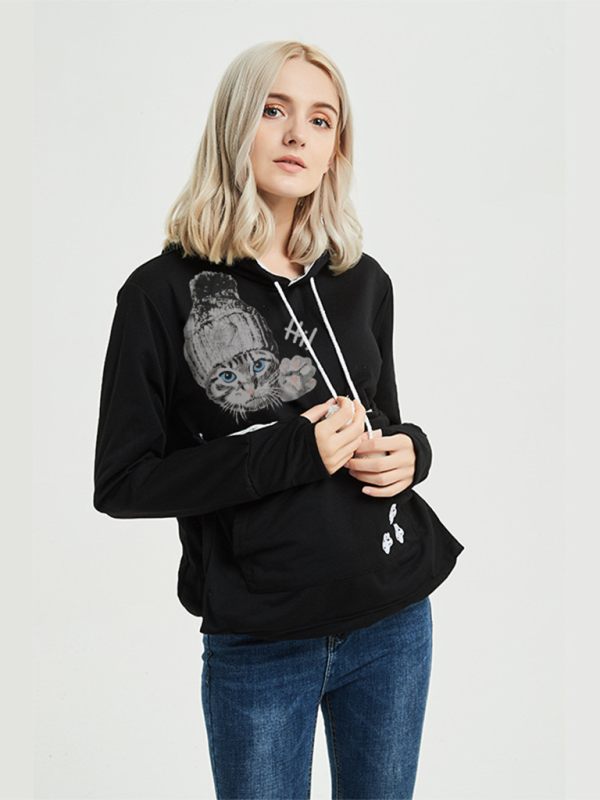 Iyla New Arrival Big pocket Hooded Star Casual Sweatshirt