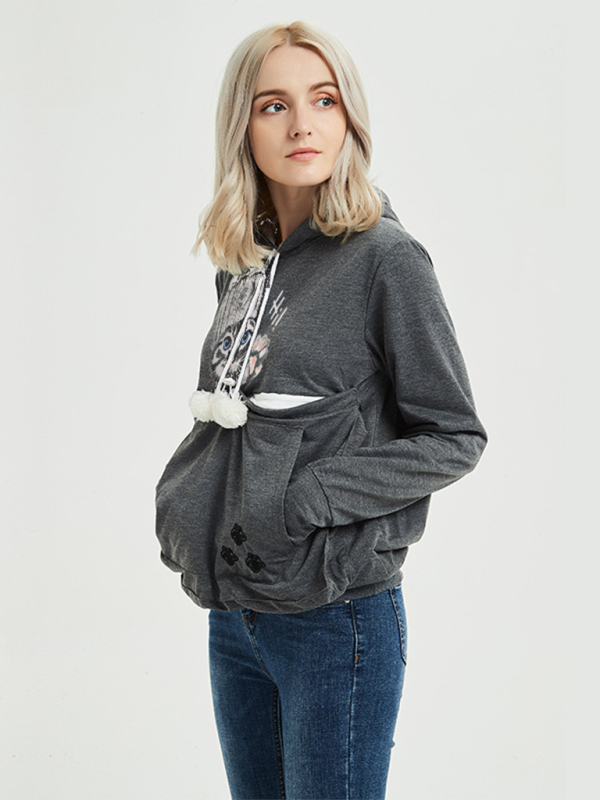 Iyla New Arrival Big pocket Hooded Star Casual Sweatshirt