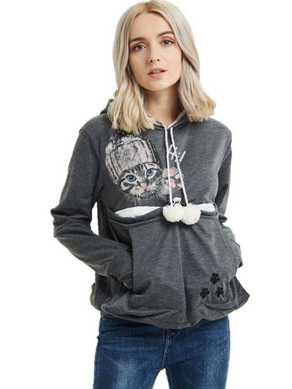 Iyla New Arrival Big pocket Hooded Star Casual Sweatshirt