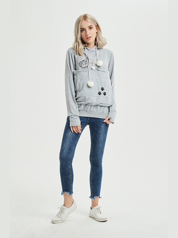 Iyla New Arrival Big pocket Hooded Star Casual Sweatshirt