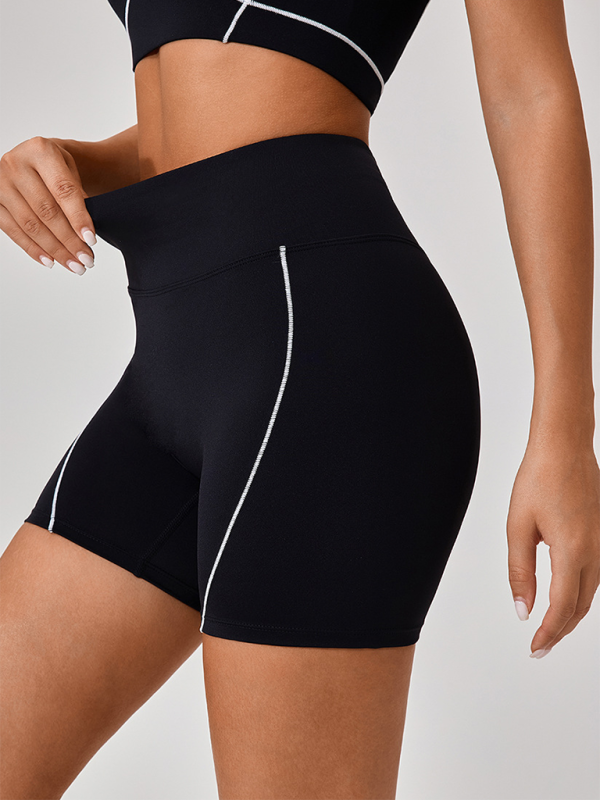 Yamileth Skinny Outdoor Sports Spaghetti Strap Contrast Color Suspender Bra + Shorts Yoga Suit