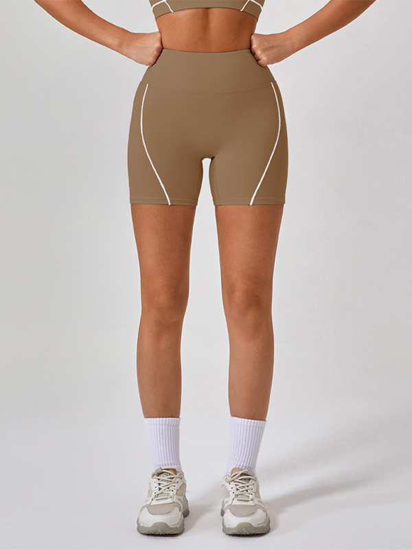 Yamileth Skinny Outdoor Sports Spaghetti Strap Contrast Color Suspender Bra + Shorts Yoga Suit