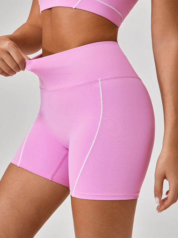 Yamileth Skinny Outdoor Sports Spaghetti Strap Contrast Color Suspender Bra + Shorts Yoga Suit
