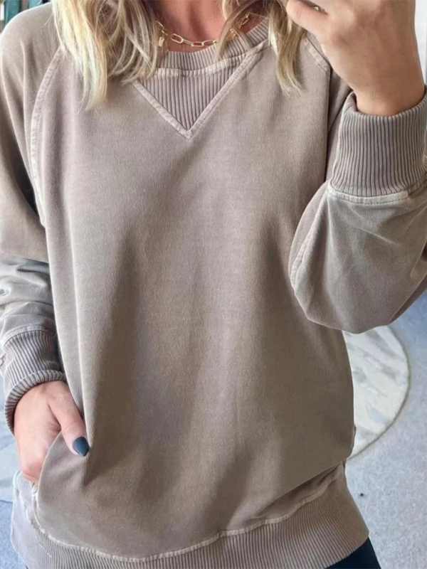 Elissa Women's Bat Sleeve Ribbed Embellished Pocket Pullover Sweatshirt