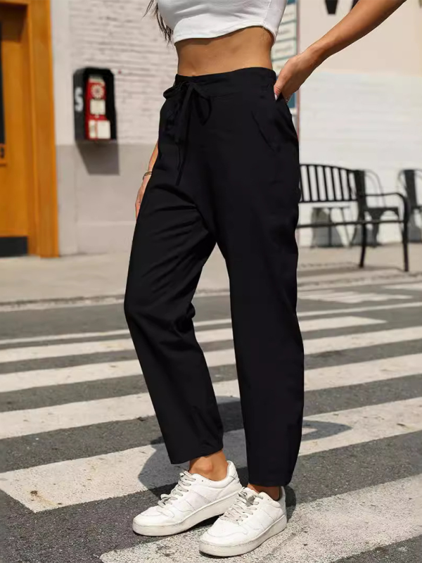 Luna New Casual High Waist Button Straight Leg Pants