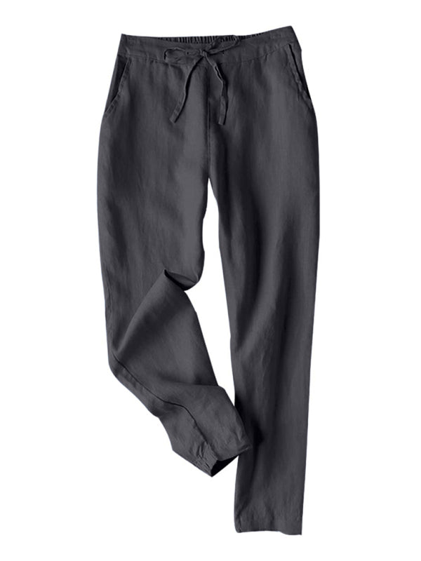 Luna New Casual High Waist Button Straight Leg Pants