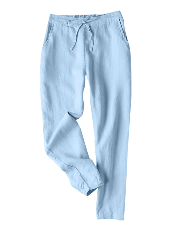 Luna New Casual High Waist Button Straight Leg Pants