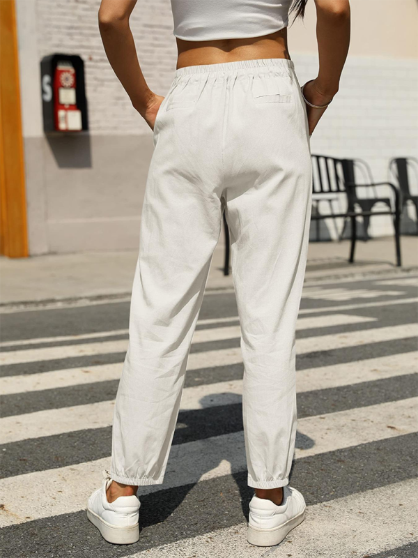 Luna New Casual High Waist Button Straight Leg Pants