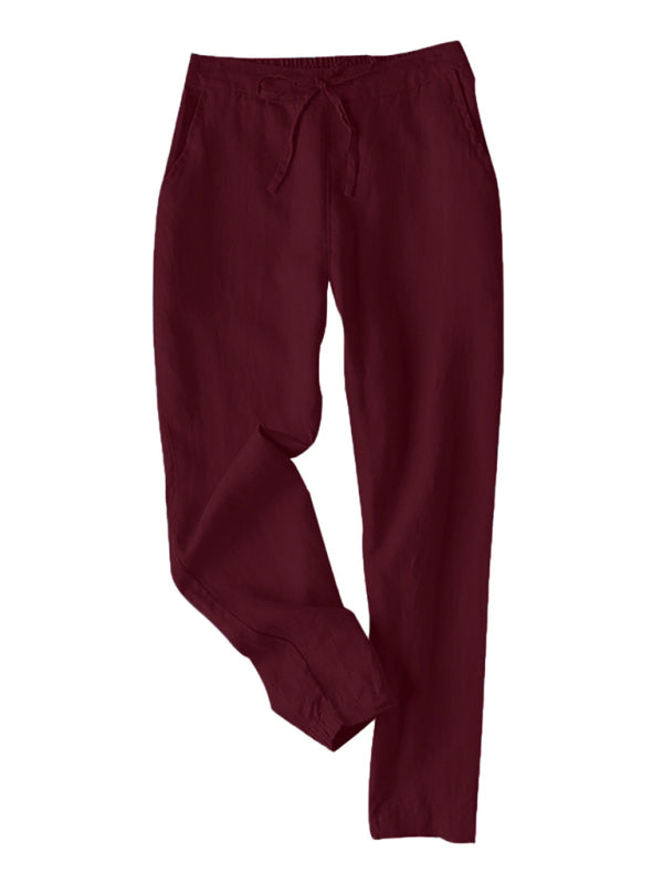 Luna New Casual High Waist Button Straight Leg Pants
