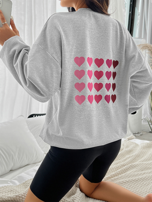 Melina Valentine's Day Love Print Casual Loose Long Sleeve Sweatshirt