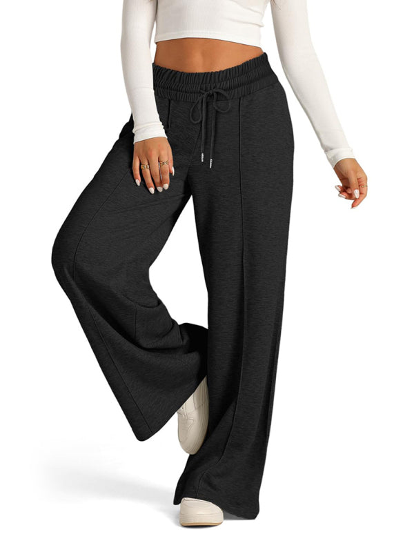 Mia Women's Tie-Dye Solid Color Waisted Fashion Wide Leg Casual Pants