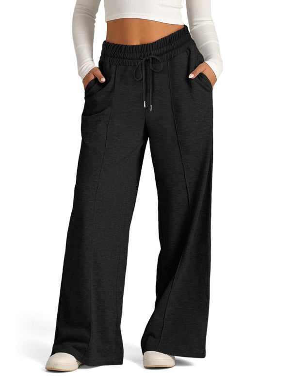 Mia Women's Tie-Dye Solid Color Waisted Fashion Wide Leg Casual Pants