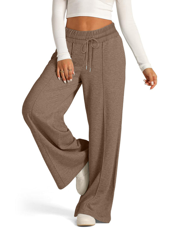 Mia Women's Tie-Dye Solid Color Waisted Fashion Wide Leg Casual Pants