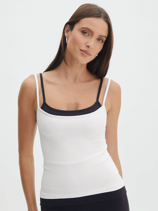 Lucinda Color Clash Fake Two Piece Spice Girls Camisole Tank Slim Knit Sweater