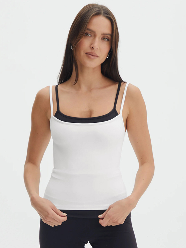 Lucinda Color Clash Fake Two Piece Spice Girls Camisole Tank Slim Knit Sweater