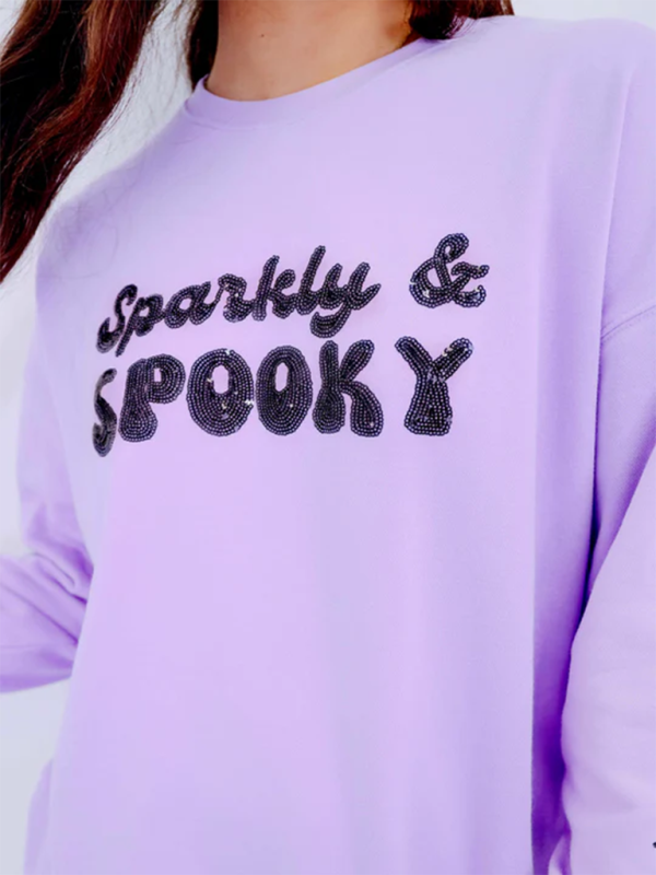 Jeanne Halloween Skeleton Man Sequin Top Long Sleeve Pullover Sweatshirt