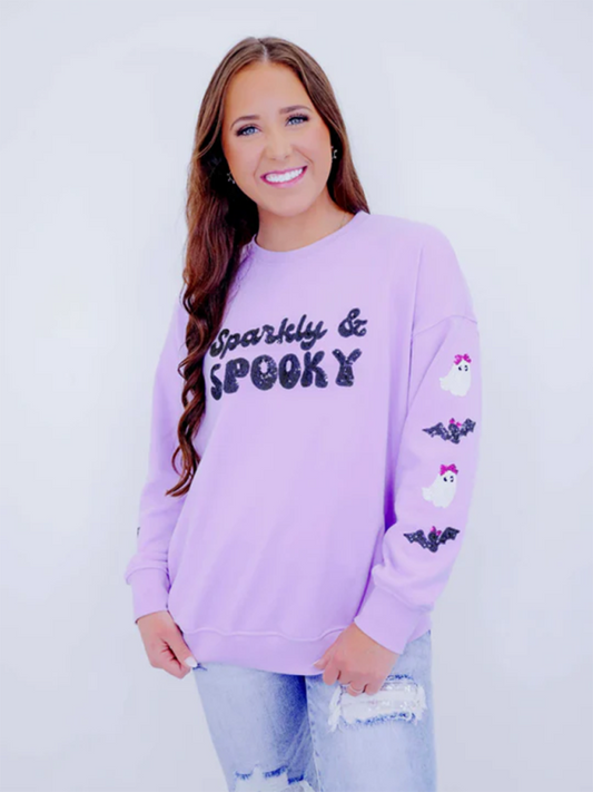 Jeanne Halloween Skeleton Man Sequin Top Long Sleeve Pullover Sweatshirt