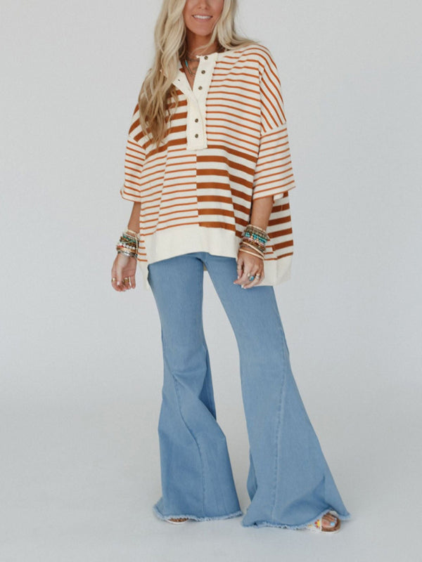 Petra Women's Oversized Striped Patchwork Top