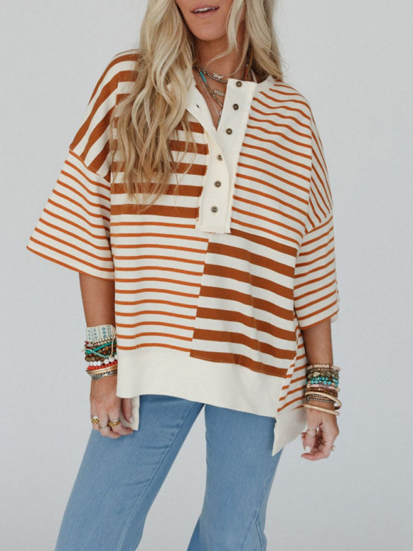 Petra Women's Oversized Striped Patchwork Top