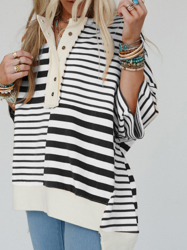 Petra Women's Oversized Striped Patchwork Top