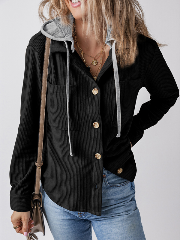 Khloe Women's Lapel with Buttoned Cardigan with Shirt Jacket