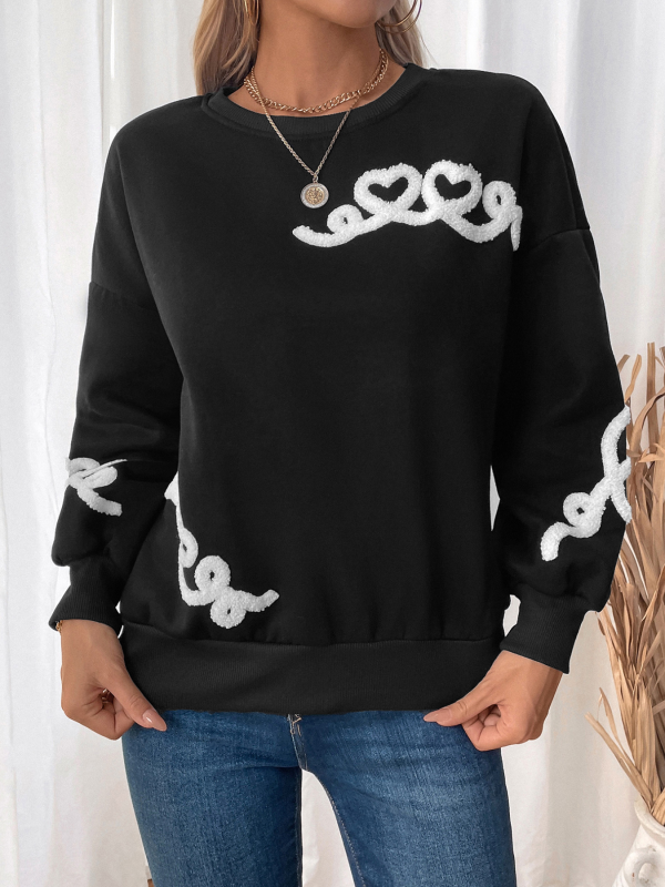 Kaila New Casual Round Neck Towel Embroidery Sweatshirt