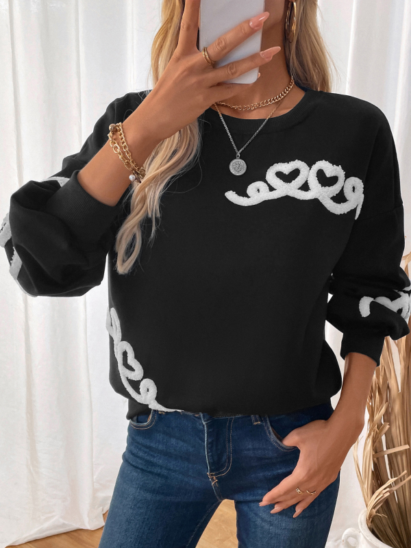 Kaila New Casual Round Neck Towel Embroidery Sweatshirt
