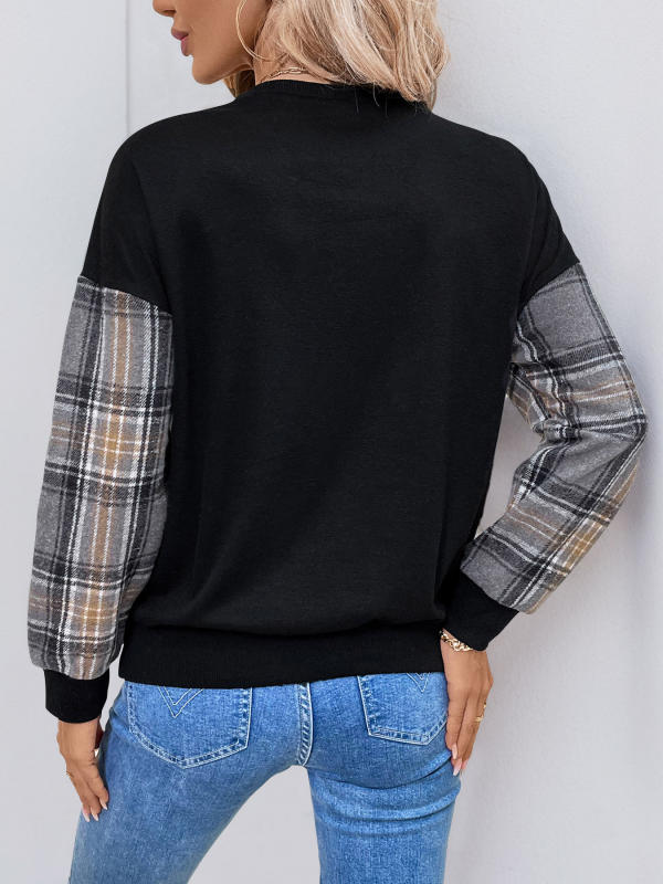 Chandra Check Pattern Crew Neck Sweatshirt