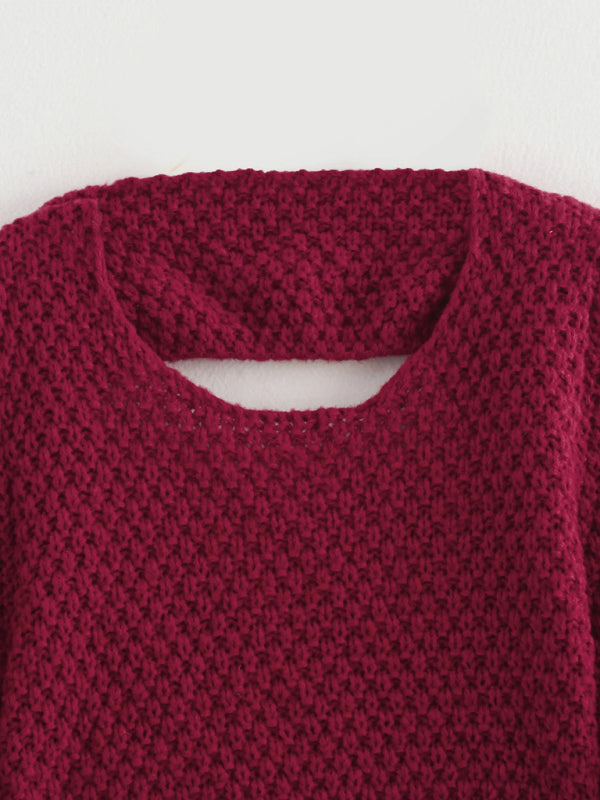 Ebony New Backless Knitted Drawstring Cropped Sweater