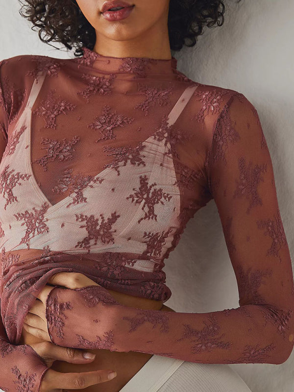 Simone New Breathable Lace Mesh Multi-Color Bottoming Shirt Sexy Hot Girl Trendy Fashion Lace Top