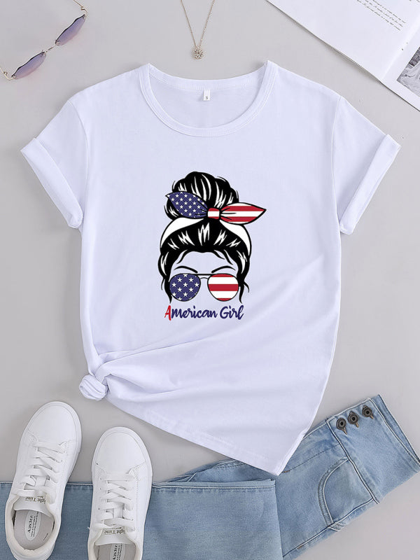 Elsie Women Sleeveless American Graphic Cotton T-Shirt