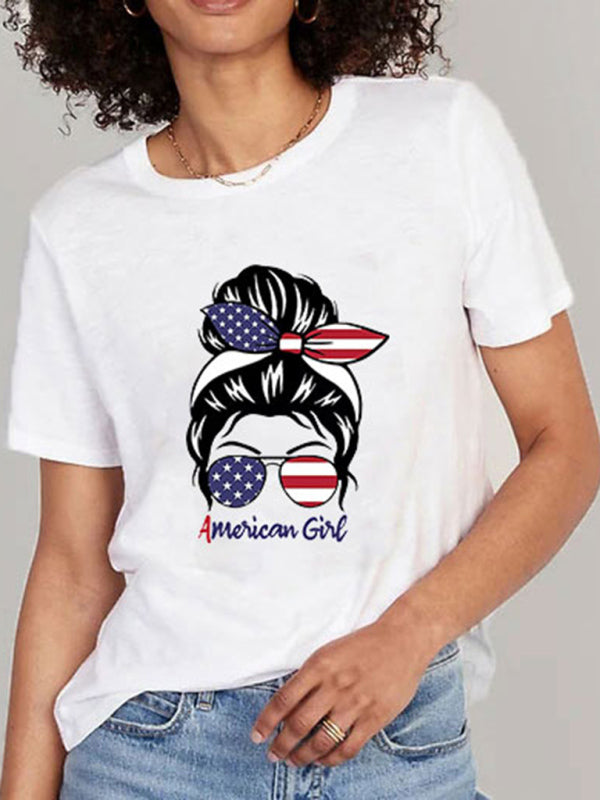Elsie Women Sleeveless American Graphic Cotton T-Shirt