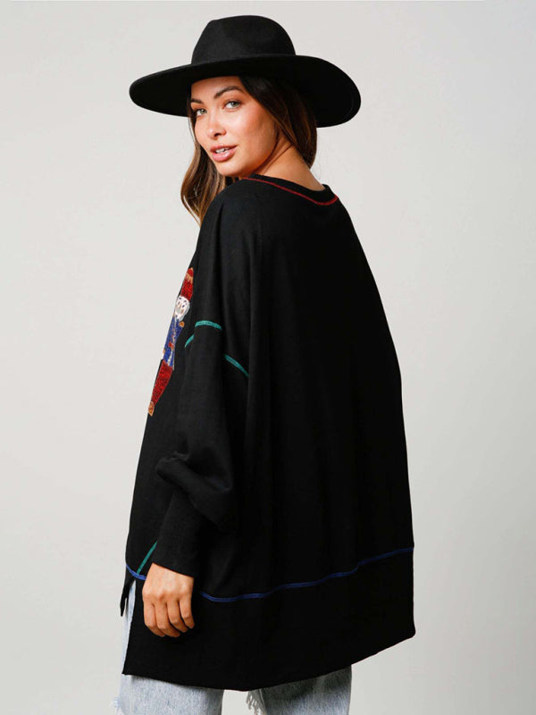 Roberta Sequin Embellished Nutcracker Graphic Sweatshirt
