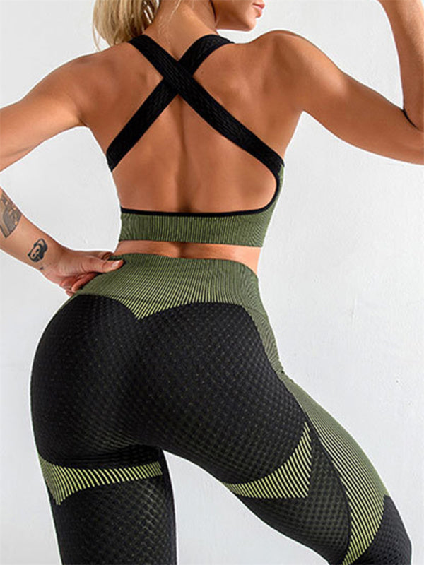 Celia Women's Halter Neck Yoga Tank Top + High Waist Tight Yoga Pants Two-Piece Set