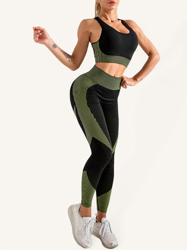 Celia Women's Halter Neck Yoga Tank Top + High Waist Tight Yoga Pants Two-Piece Set