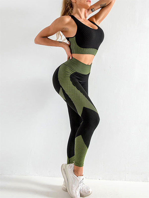 Celia Women's Halter Neck Yoga Tank Top + High Waist Tight Yoga Pants Two-Piece Set