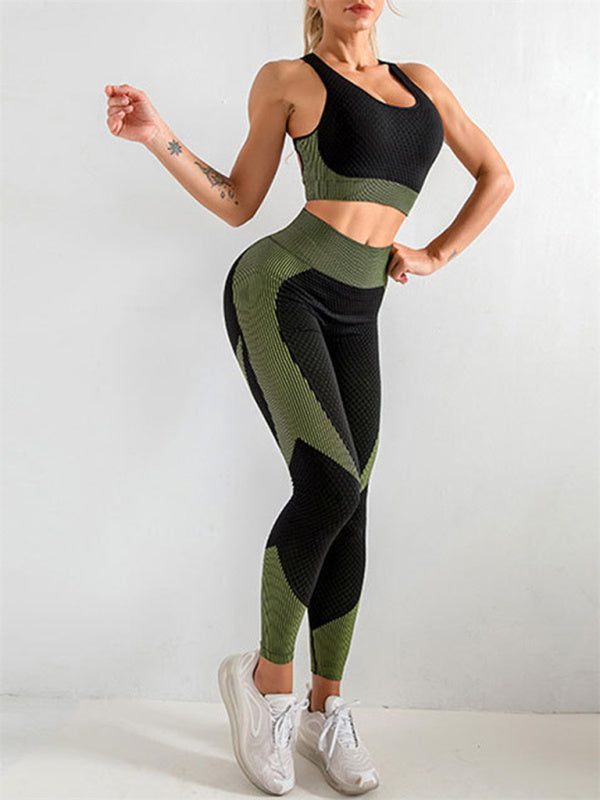Celia Women's Halter Neck Yoga Tank Top + High Waist Tight Yoga Pants Two-Piece Set