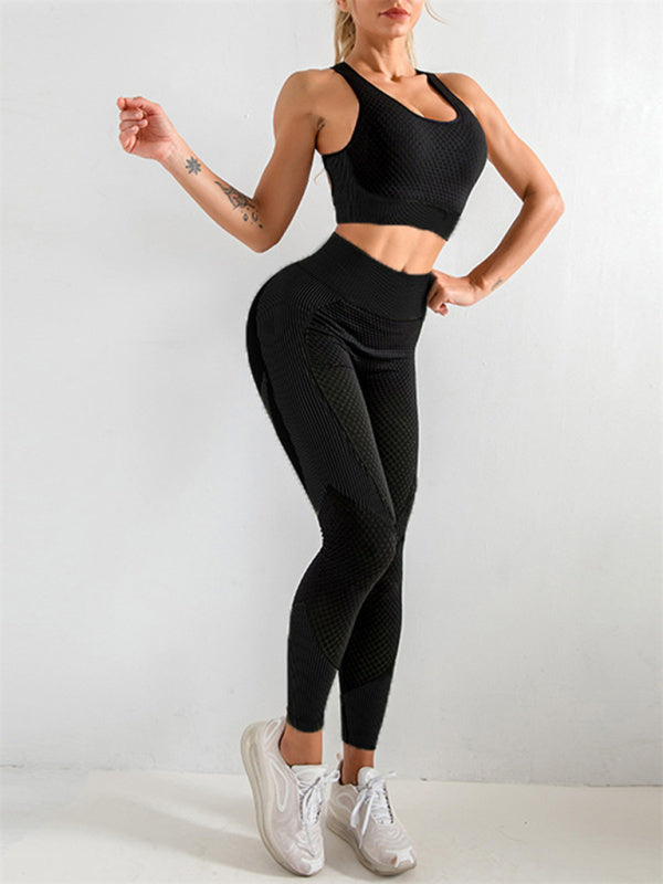 Celia Women's Halter Neck Yoga Tank Top + High Waist Tight Yoga Pants Two-Piece Set