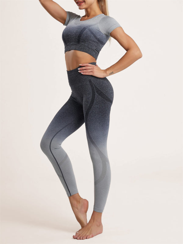 Giuliana Women's Gradient Hang Dye Seamless Yoga Two-Piece Suit