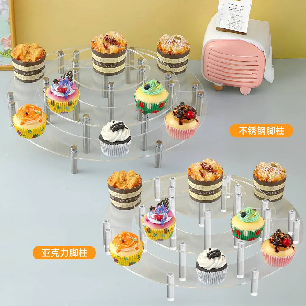 3-Tier Iridescent Acrylic Display Stand with Pastel Rainbow Colors Perfume Cosmetic Organizer,Ifor Dressing Table,Beauty Counter
